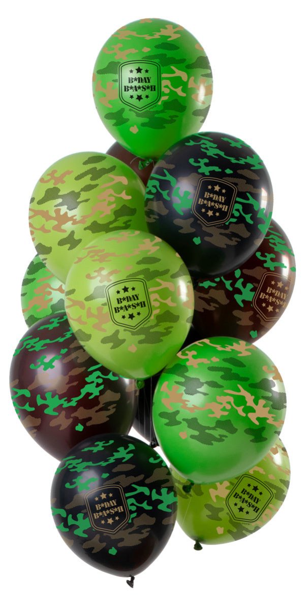 Happy Birthday Ballonnen Legerprint 30cm 12st
