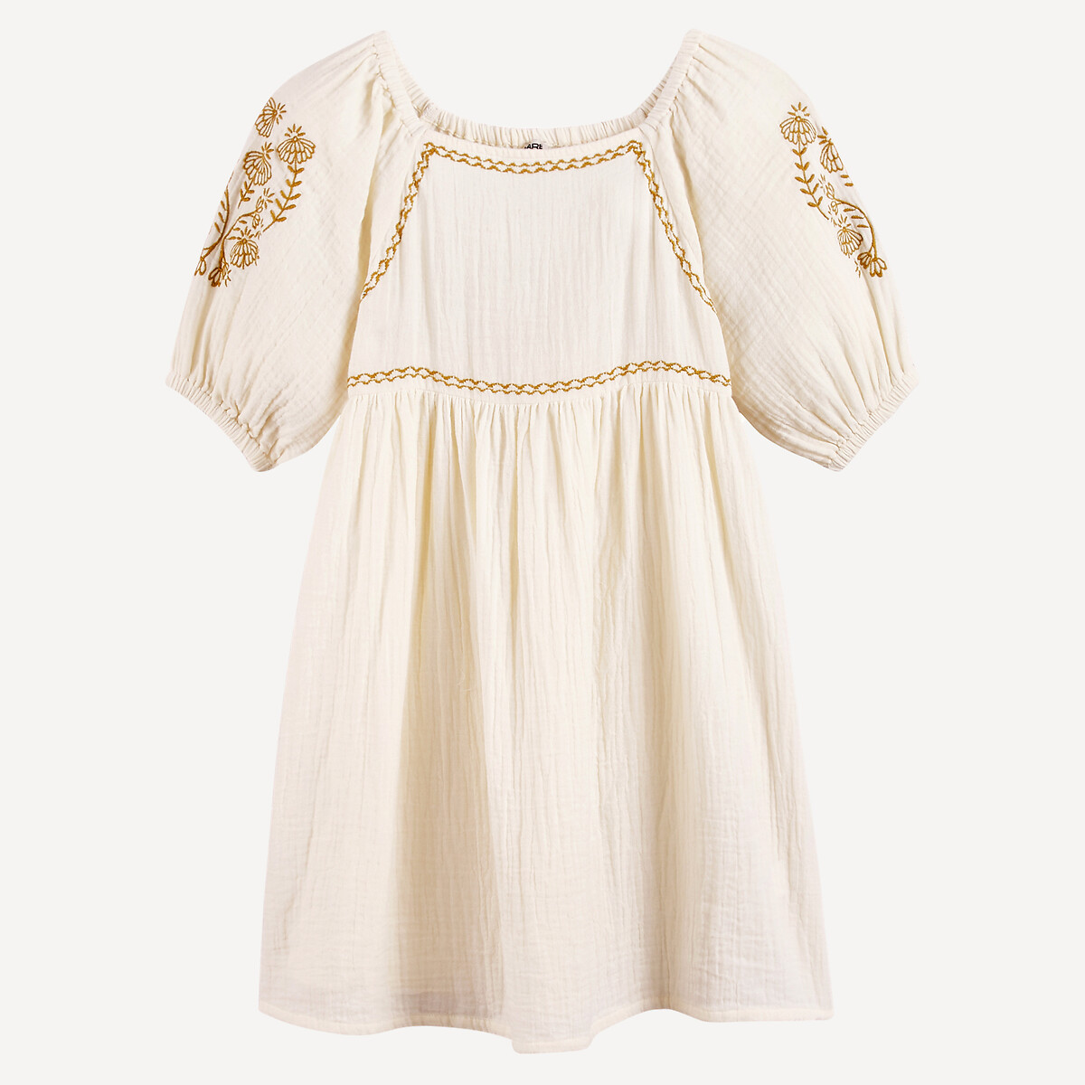 COLEÇÕES LA REDOUTE<br>Vestido bordado com mangas curtas em tetra