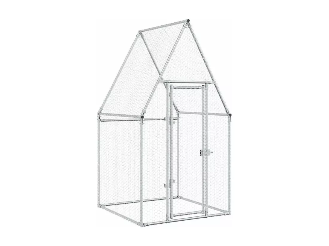 Cage pour poules argenté 100x100x190 cm acier galvanisé