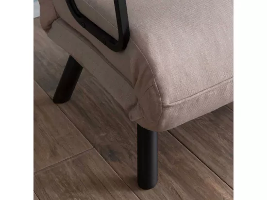 Fauteuil convertible Yolanda Métal Noir et Tissu Blanc crème