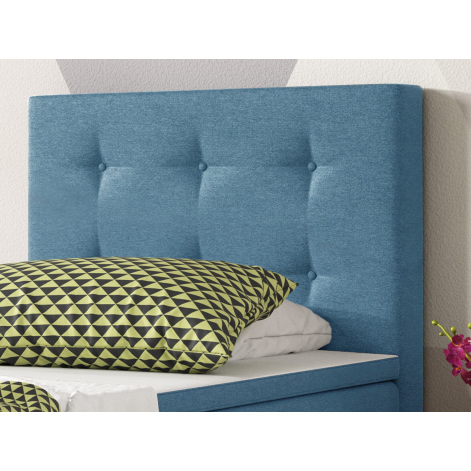 Inter Handels Boxspringbett Köln 90 x 200 cm, blau