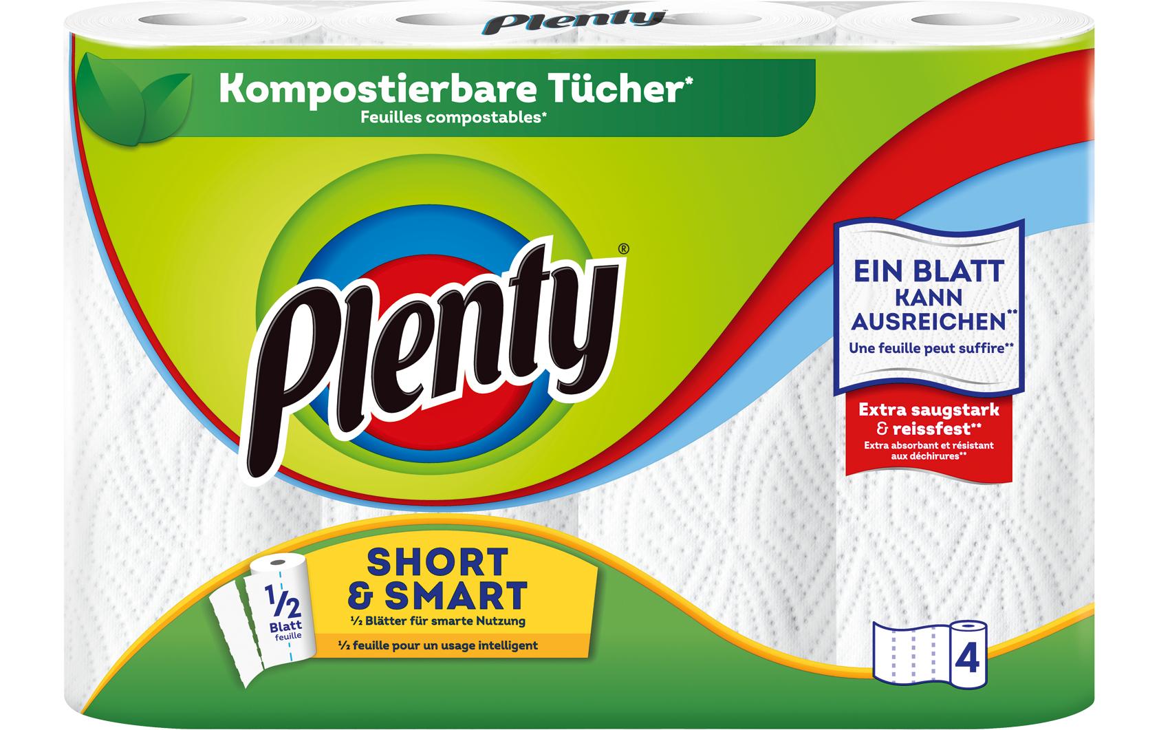 Haushaltspapier Short & Smart 4 Rollen à 74 BlattKompostierbare Tücher für die Hygiene im Haushalt