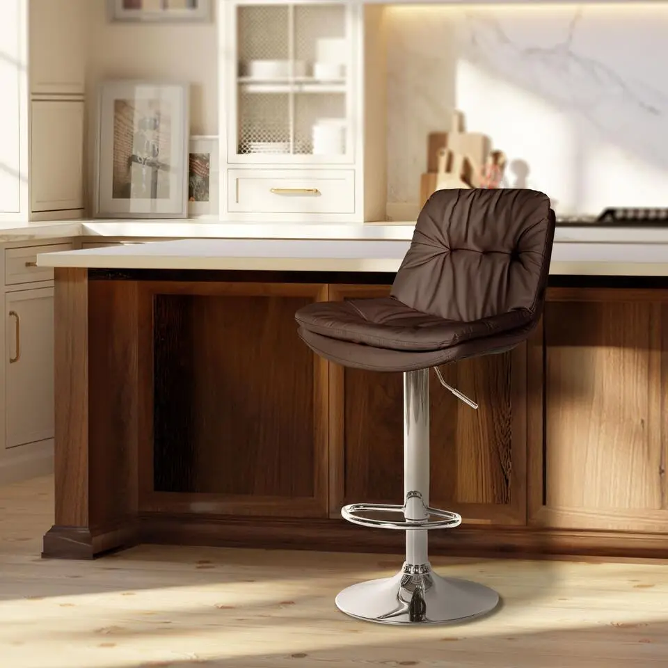 CLP Barkruk Laurel zwart Frame - Kunstleer - bruin