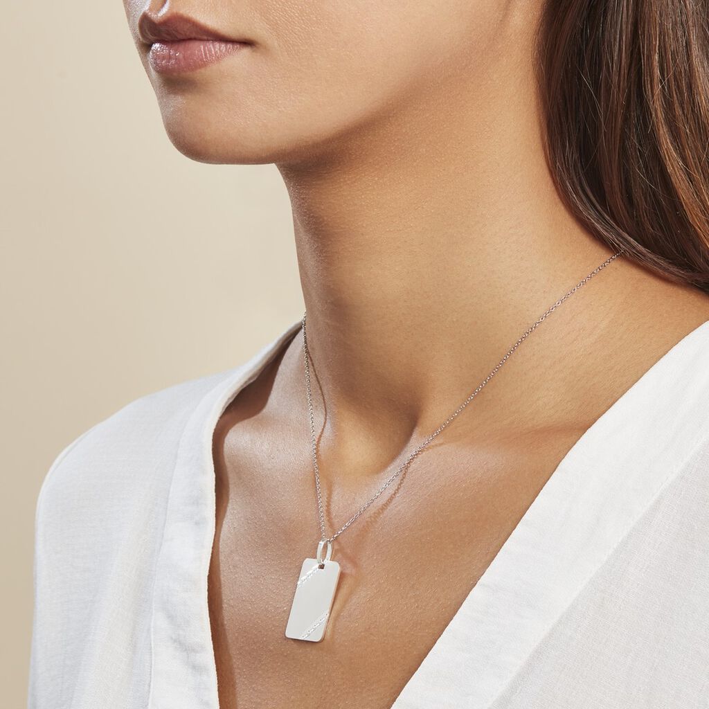Pendentif Ceren Argent Blanc