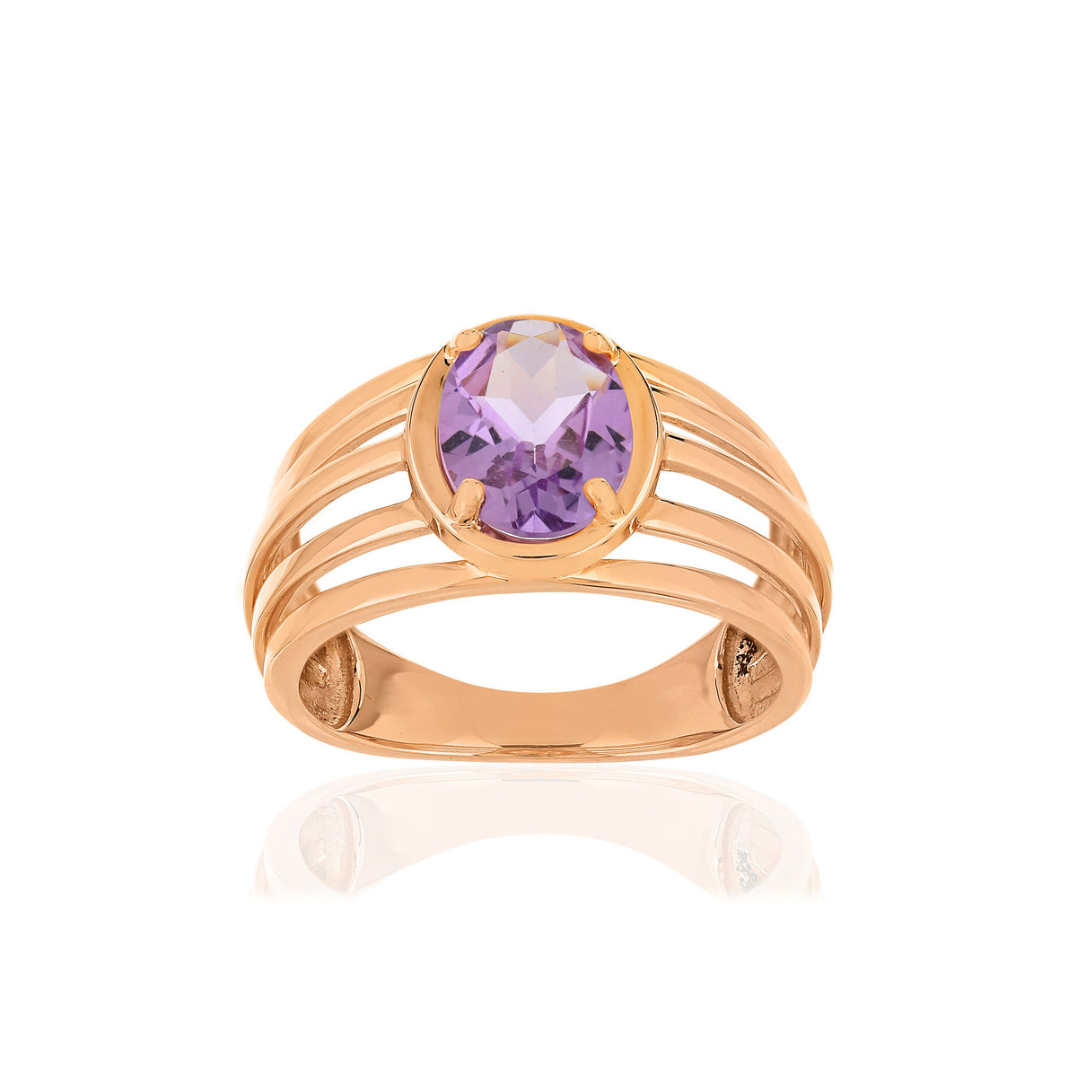 Bague or rose 375, 1 Améthyste 1,35 carat.