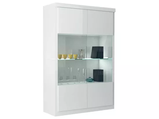 Vitrine 2 portes Blanc laqué/ leds - ESPRIT