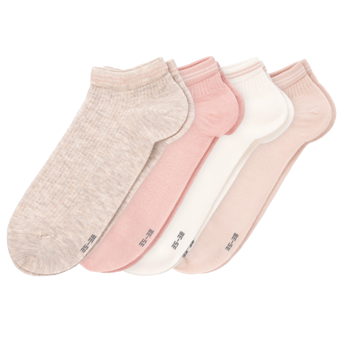 4 Paar Damen Sneaker-Socken im Set weiss / beige / rosa