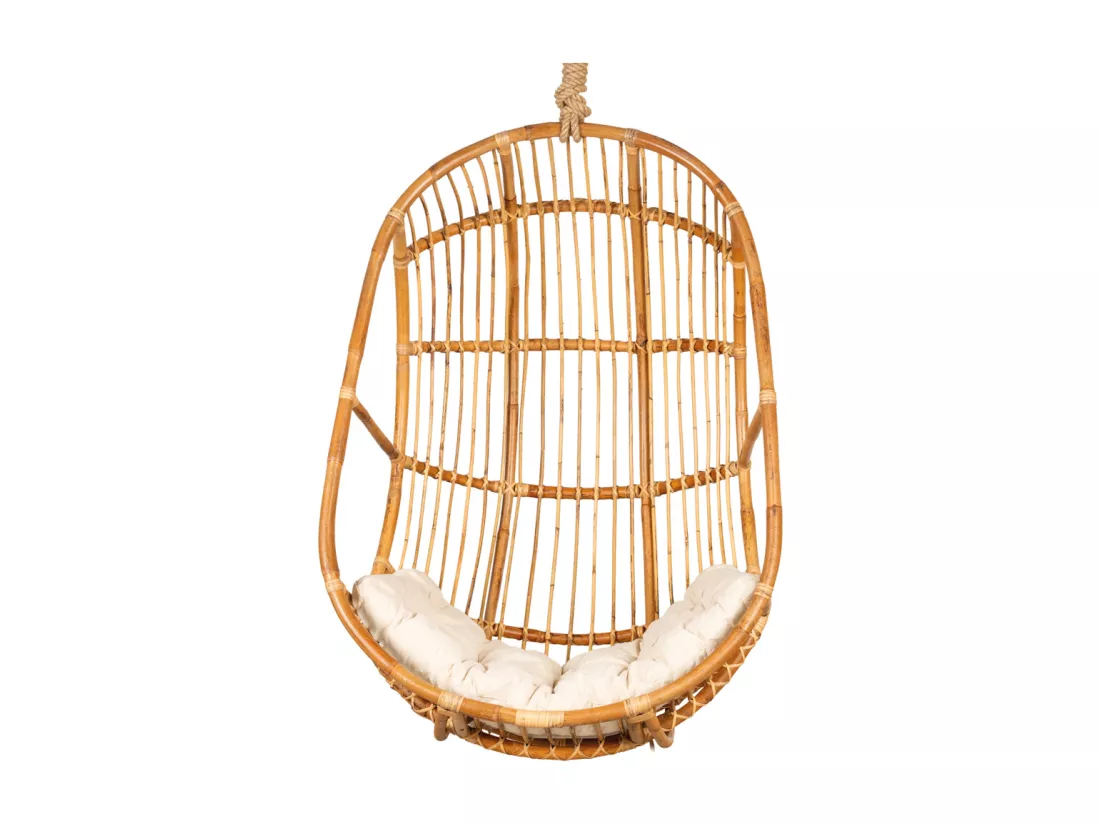 Balancelle en rotin à suspendre avec coussin