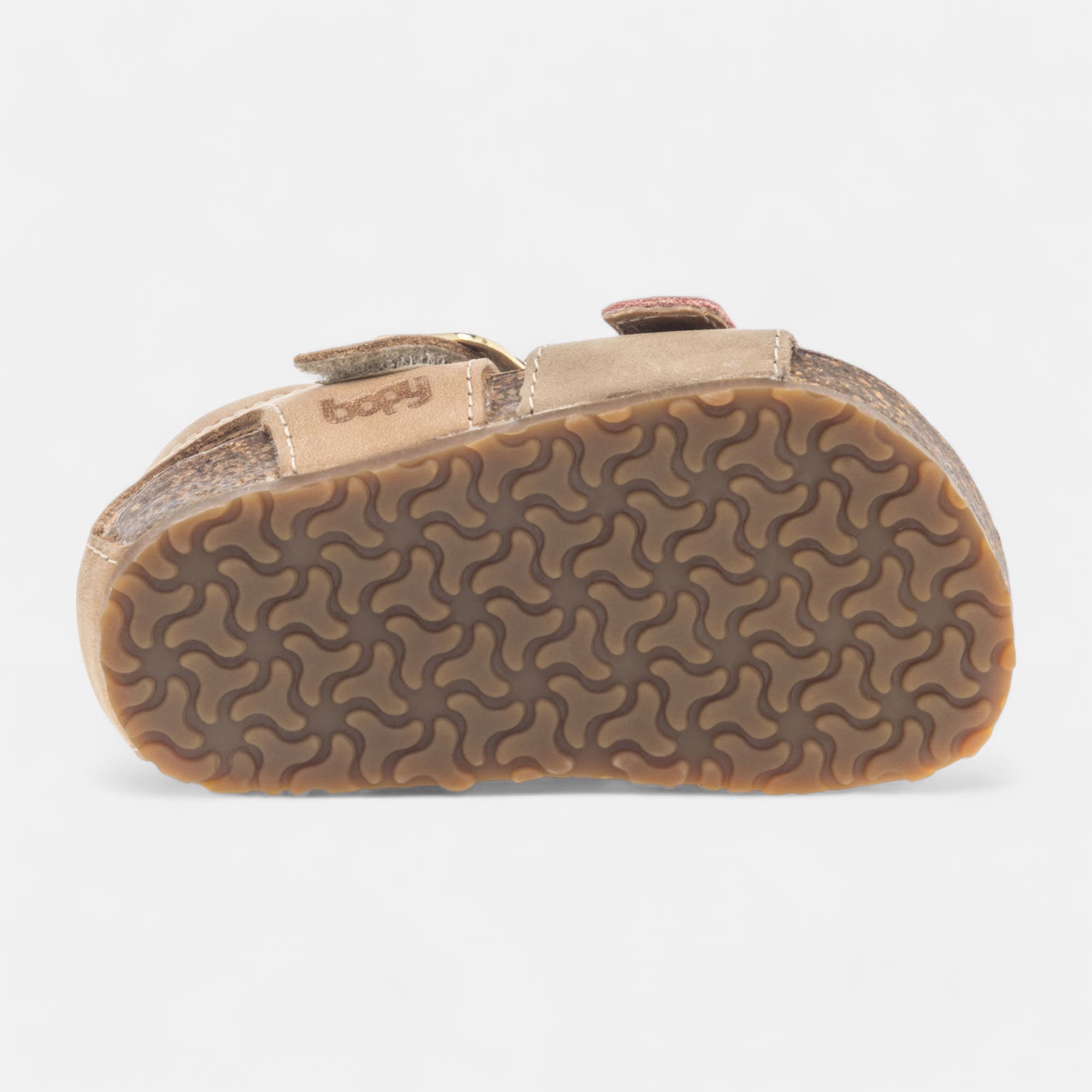 Mules semelle liège Bébé fille en cuir beige