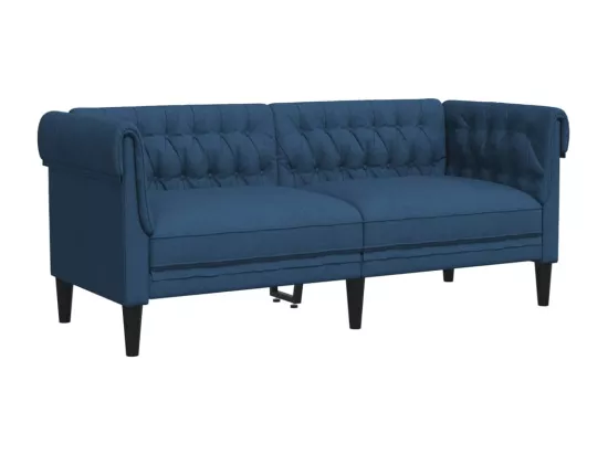 Canapé Chesterfield 2 places bleu tissu