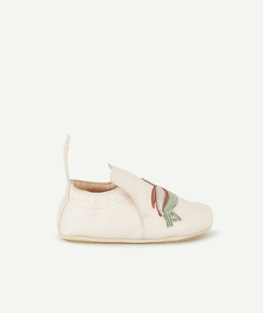 EASY PEASYCHAUSSONS EN CUIR ROSE AVEC OISEAU