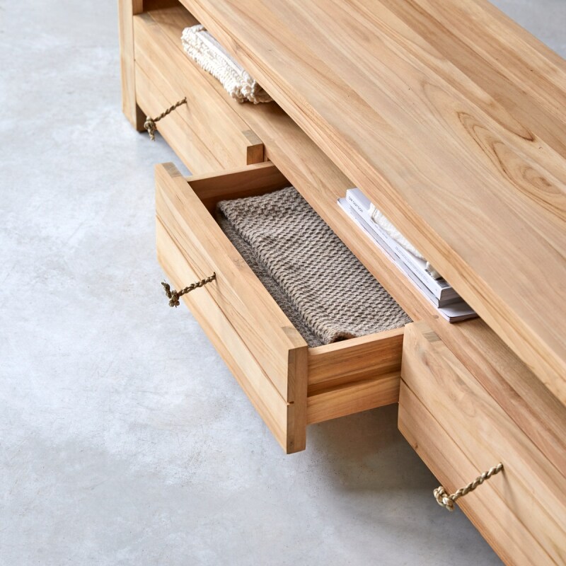 Meuble TV Minimalys en teck massif L 170 cm