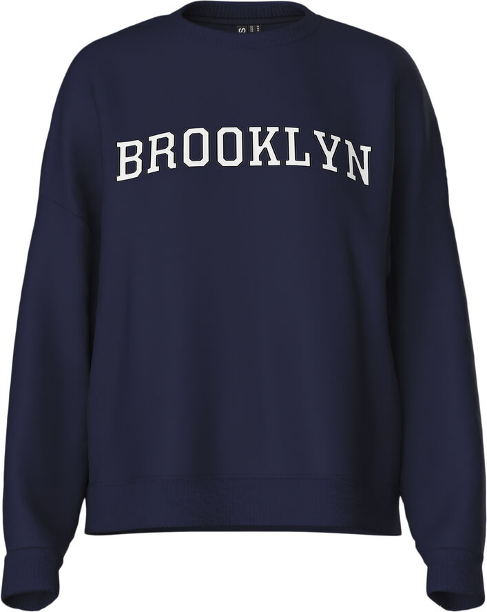 Pieces PCSASIE LS O-NECK LOOSE SWEAT D2D Maritime blue/white brooklyn