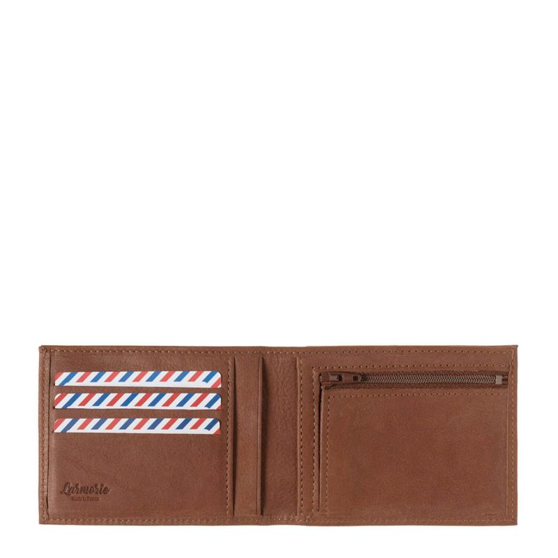 Portefeuille Italien Arthur 2.0 en cuir Nubuck Terre brunie