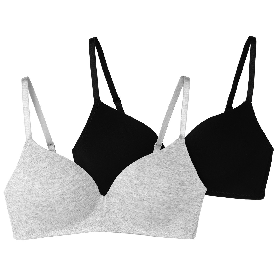 Gina Benotti 2 Damen Soft-BHs aus Baumwolle schwarz / hellgrau