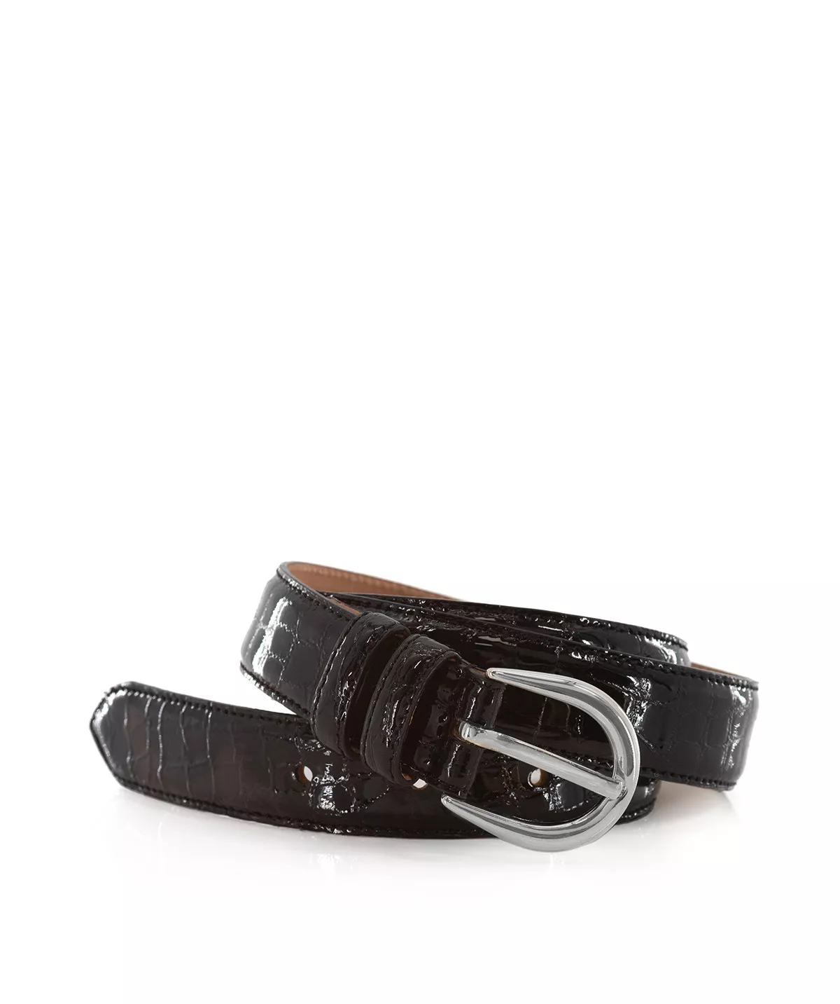 Ceinture ROME CROCO BRUN boucle Argent