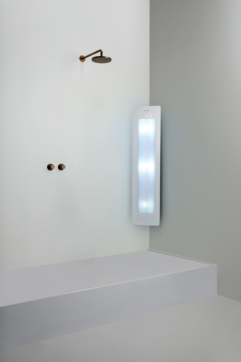 Sunshower Round Plus Medium White infraroodlamp en UV 33x140x10cm hoekopbouw