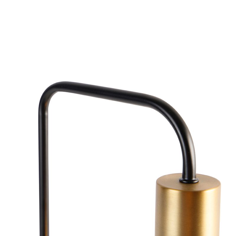 Design tafellamp zwart met goud en smoke glas - Zuzanna