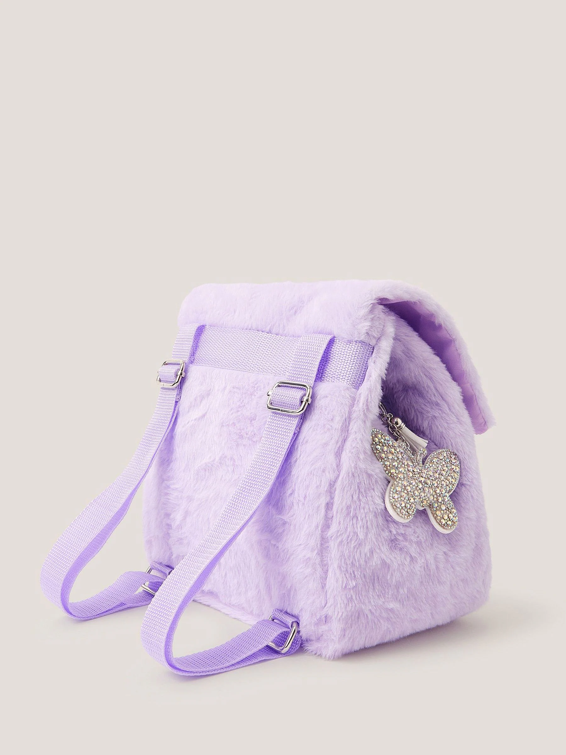 Monsoon Fluffy Backpack with Butterfly Charm