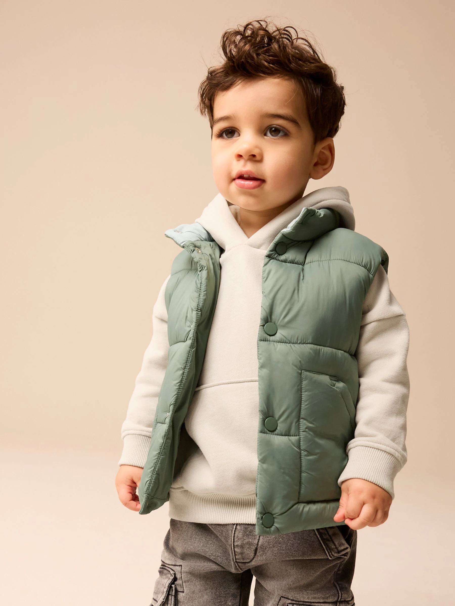 Grijs-groen - Gewatteerde gilet (3 mnd- 10 jr)