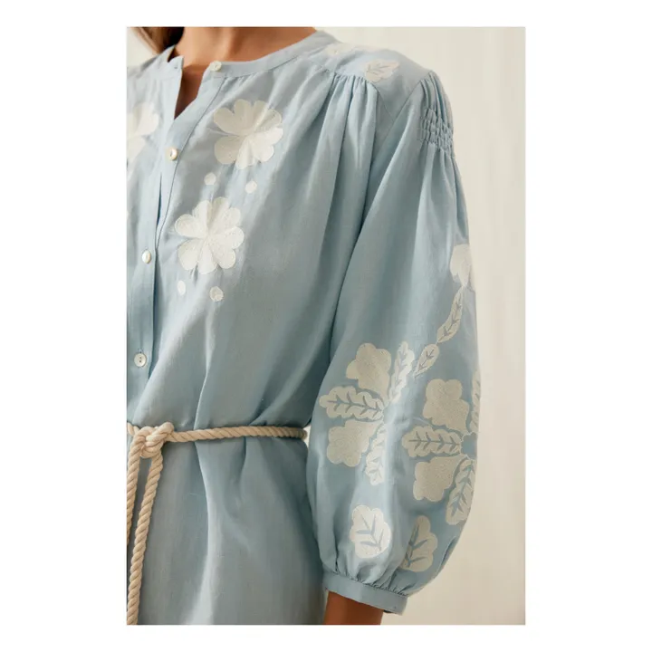 Louise Misha Robe Nilou Coton et Lin - Collection Femme | Bleu