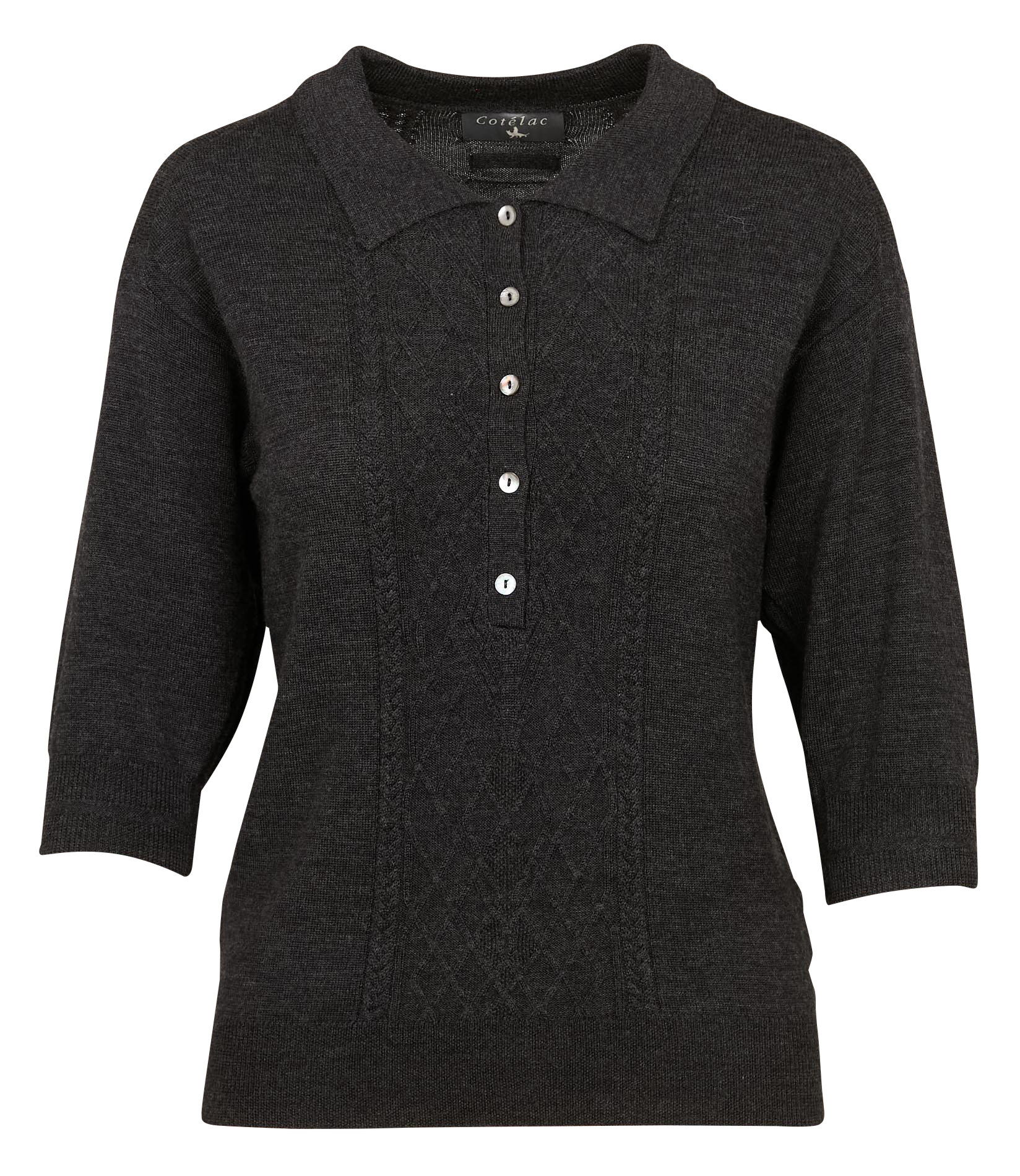 Pull col polo ample en laine | Noir