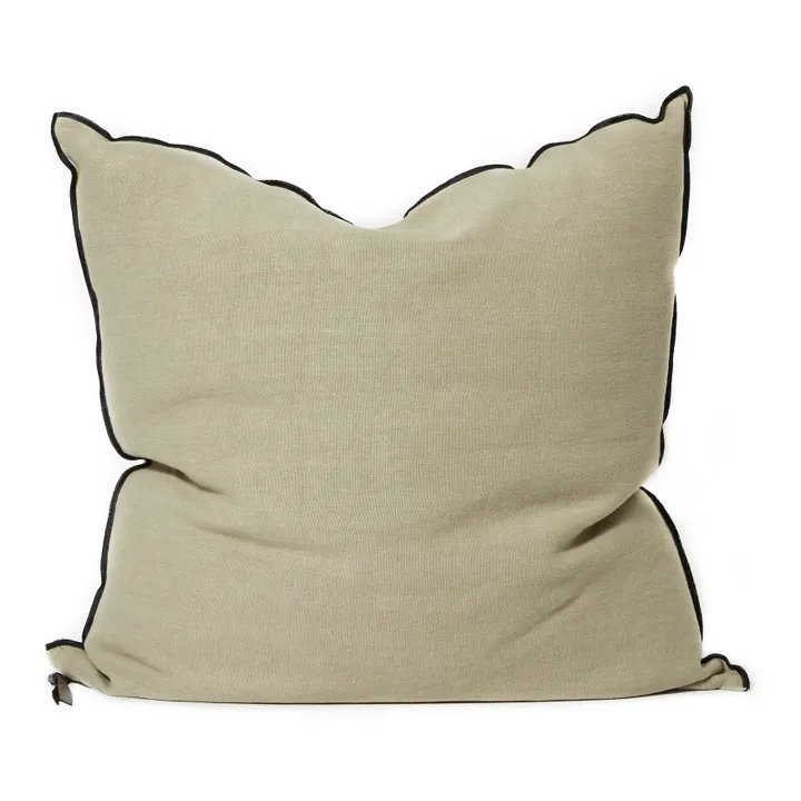 Maison de Vacances Coussin Vice Versa Black Line en lin stone washed | Gris ciment