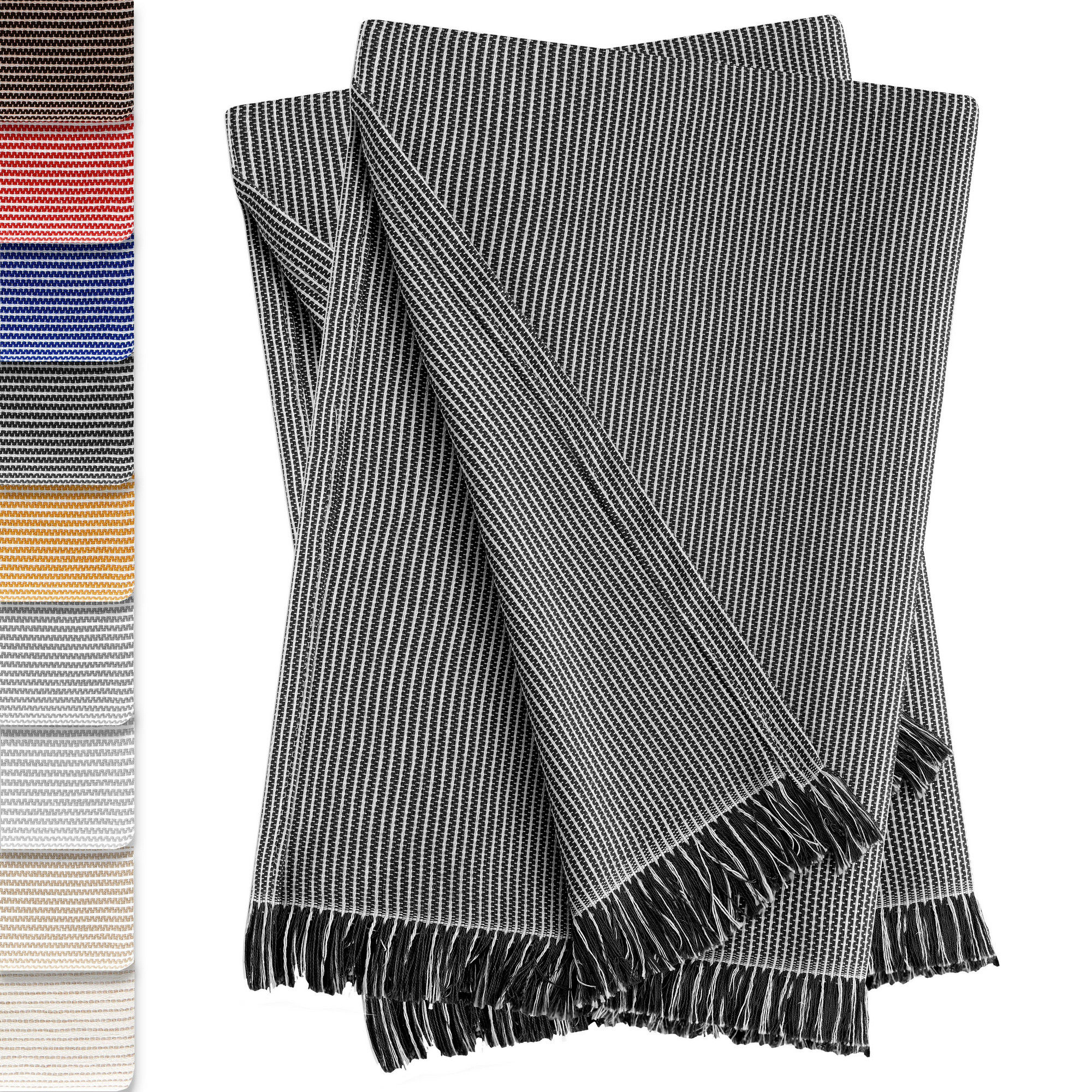 Conjunto de 2 colchas multiuso xadrez Paul, 180 x 260 cm, pretas.