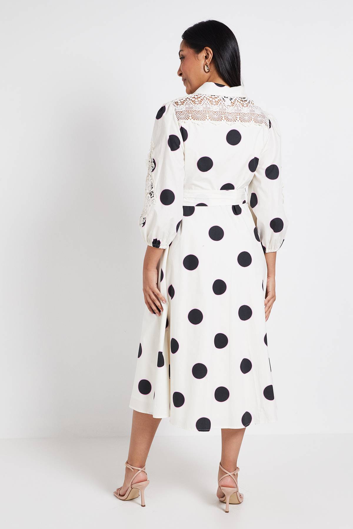 Wallis Robe Chemise Petite En Coton À Pois Avec Détails Ajourés