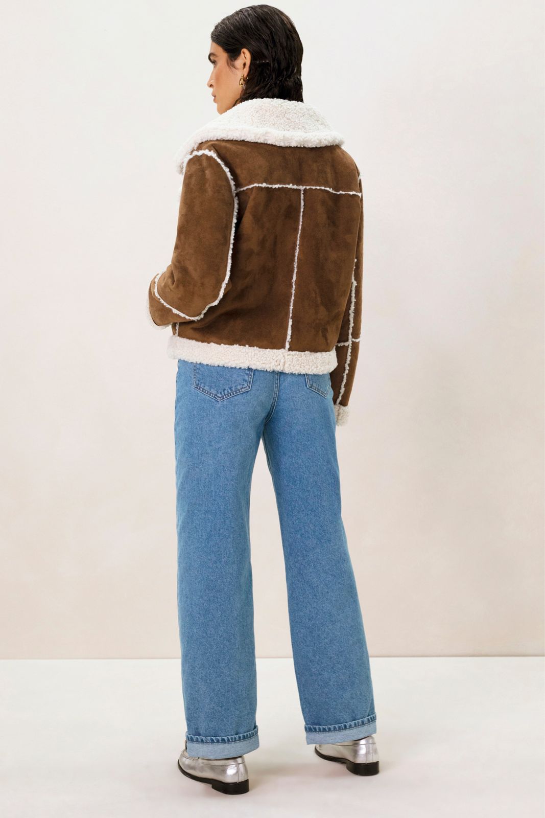 Bruine faux lammy jas