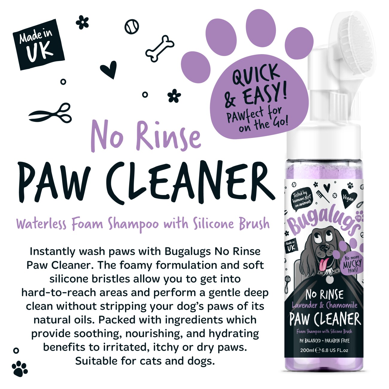 Bugalugs Pfotenreiniger Lavendel & Kamille 200 ml