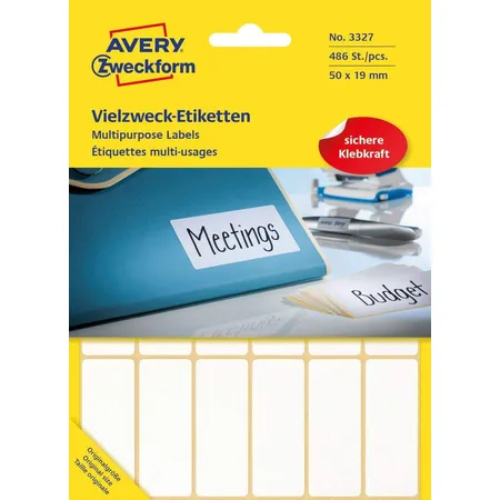 Avery Zweckform 3327 Vielzweck Etiketten 50 x 19 mm, 27 Bogen/486 Etiketten, weiß