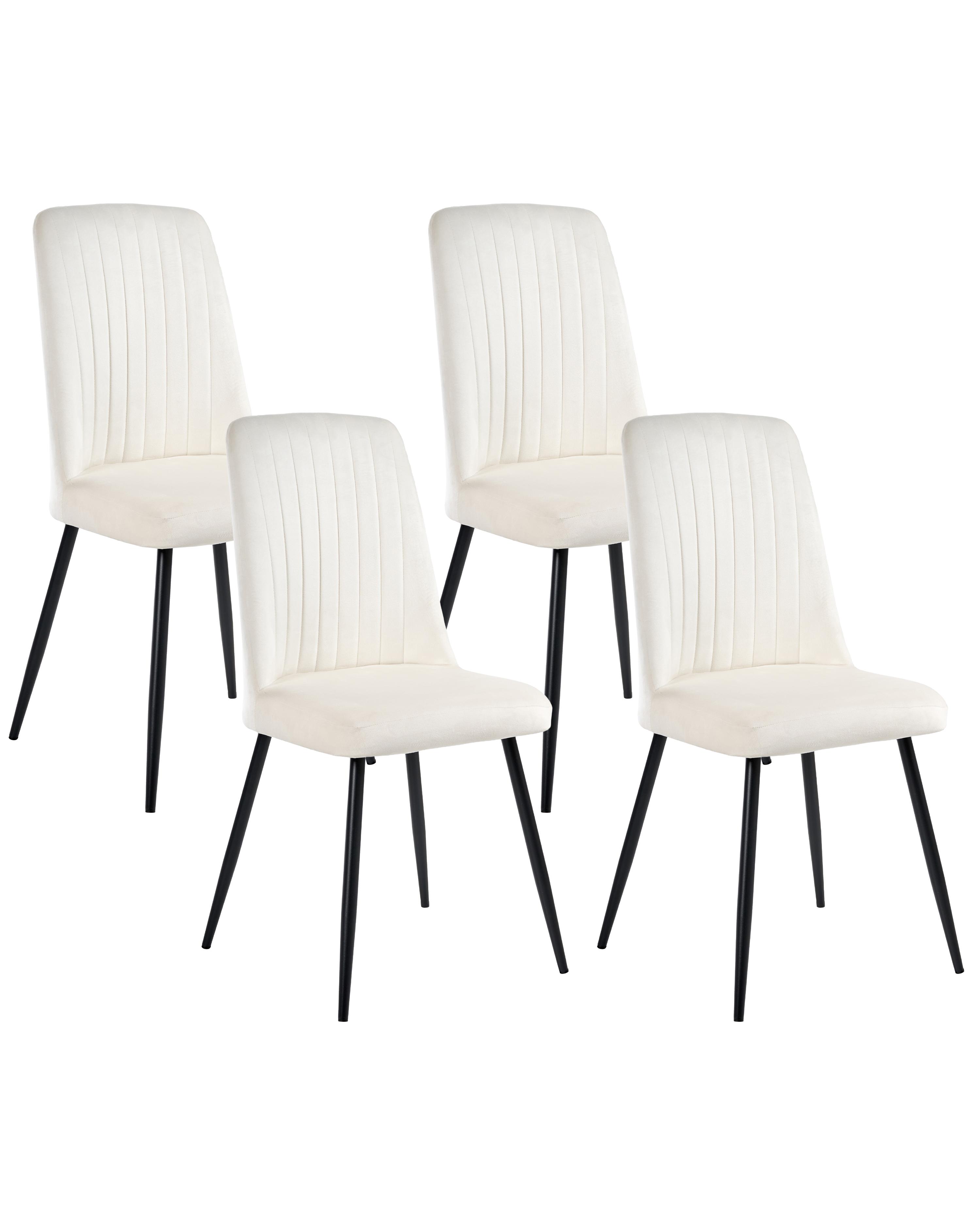 Set van 4 eetkamerstoelen KIRBY Fluweel Gebroken wit