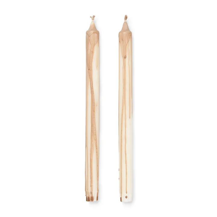 Ferm Living - Dryp Stabkerzen, weiss / beige (2er-Set)