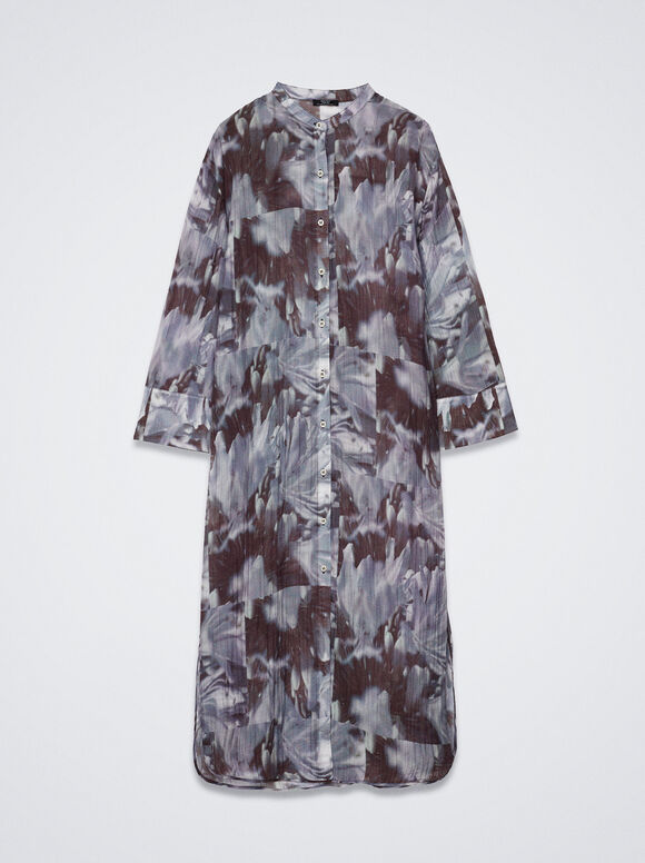 Vestido de liocel estampado - Multicolorido