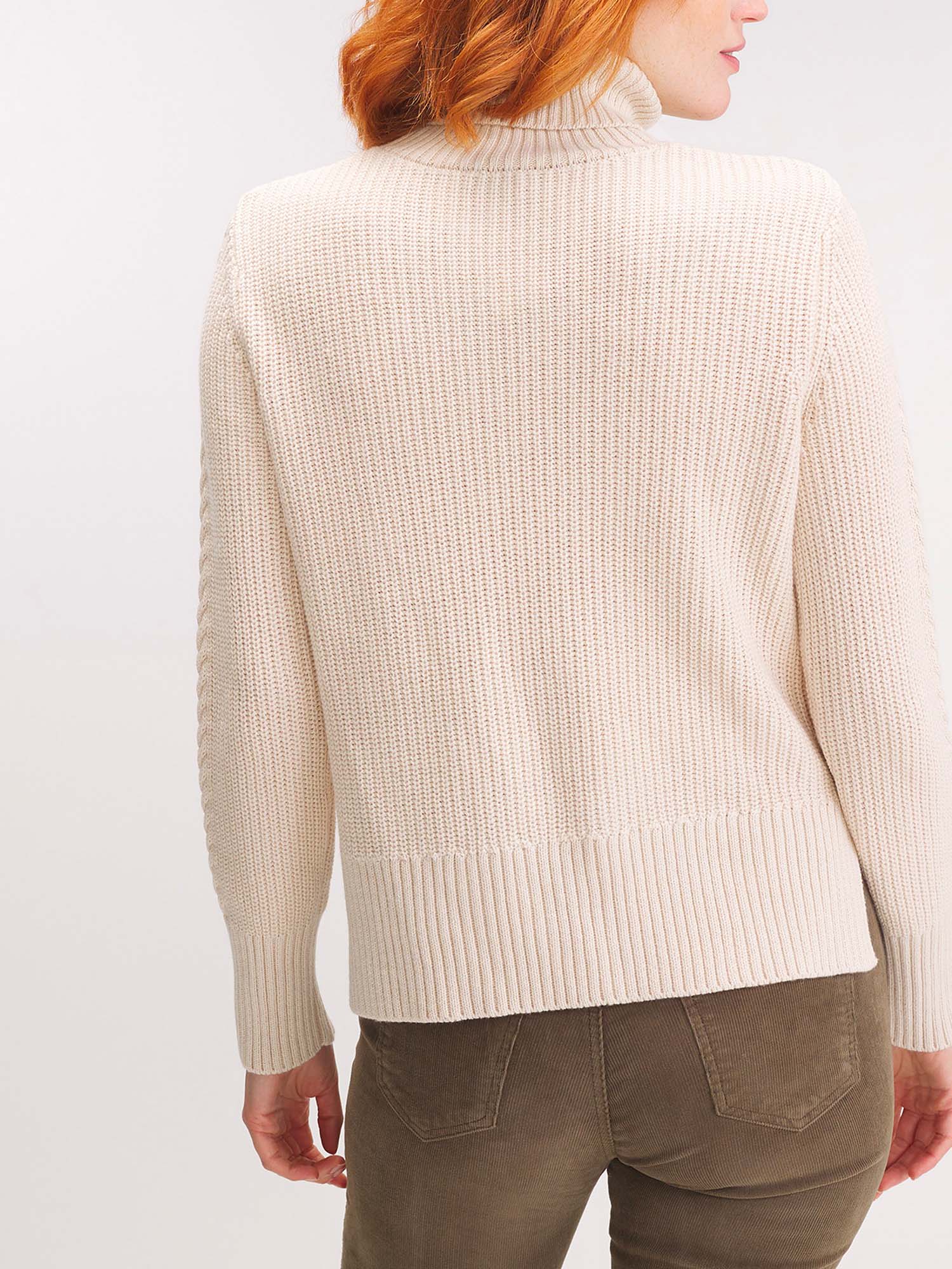 Pull Femme Torsade Coton Laine Ecru