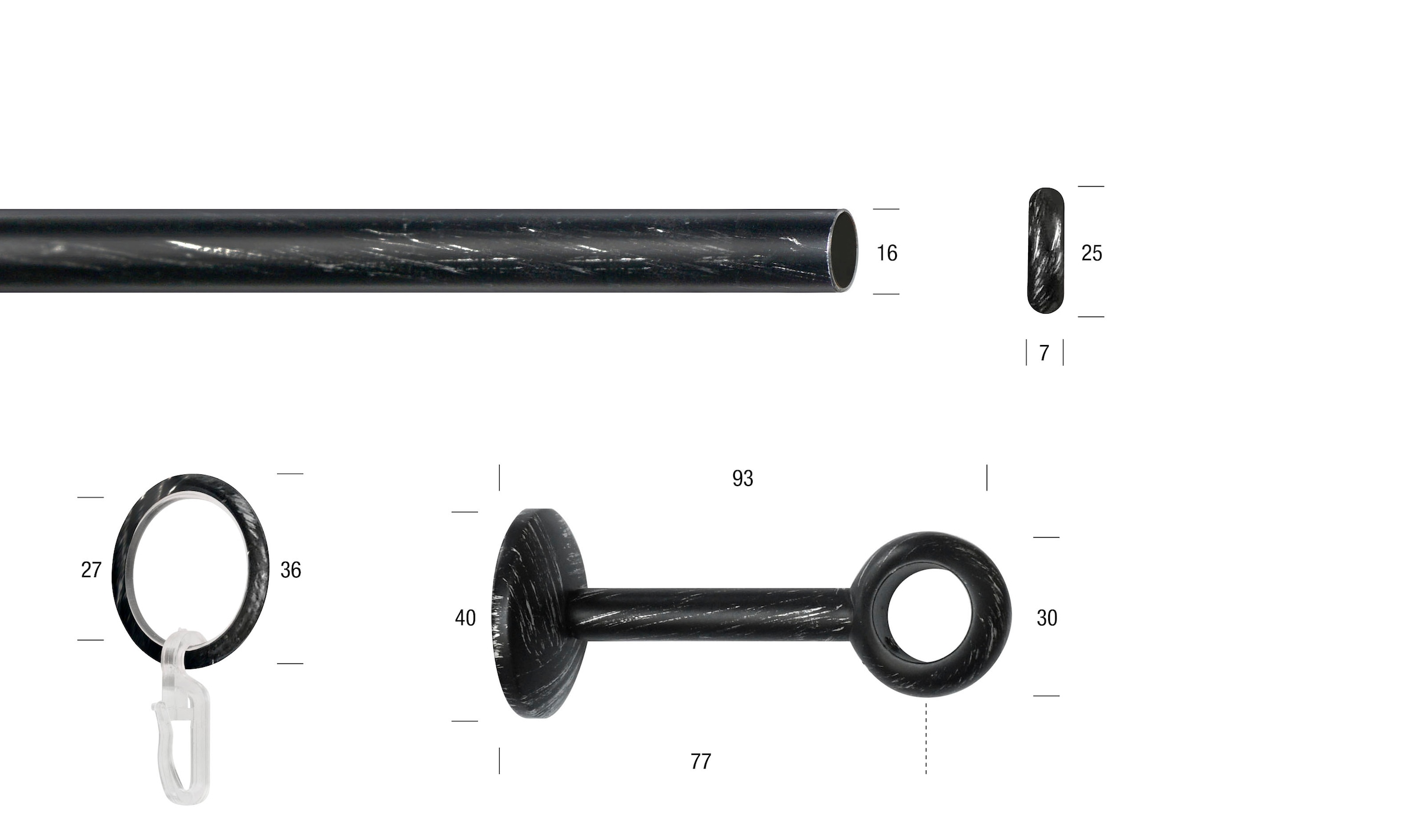 GARESA Gardinenstange »ESPERANCA« Ø 16 mm 1 läufig-läufig Wunschmasslänge rustikale Vorhanggarnitur, verlängerbar, Eisen, Endkappe, mit Ringe