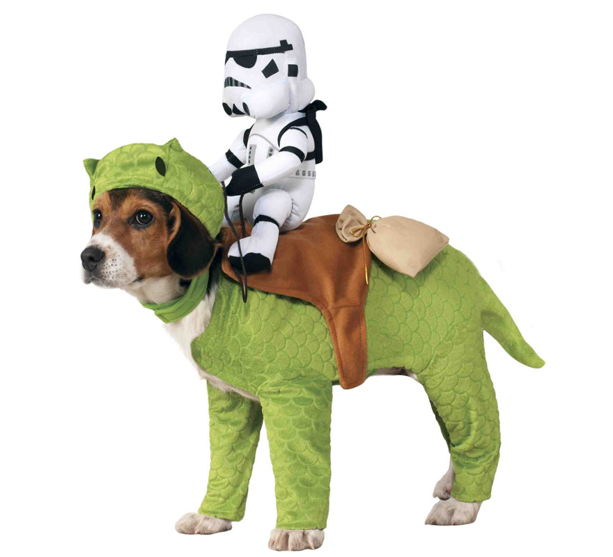Fantasia de Dewback com soldado de Star Wars para cachorro