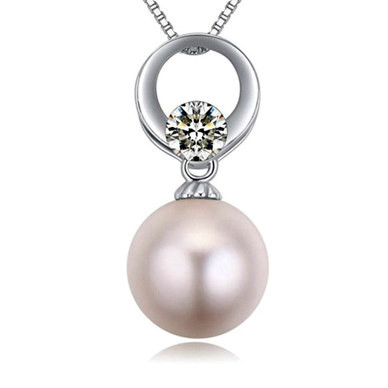 Pendentif Perle Blanche et Cubic Zirconia