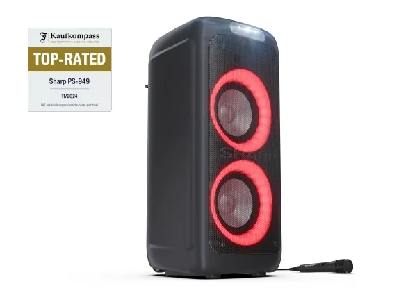 Sharp XParty Street Beat PS-949 - Festhøjttaler - trådløs - Bluetooth - App-kontrolleret - sort (gitterfarve - sort)
