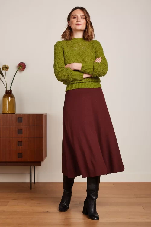 King Louie Juno Milano crepe midi rok in sandelwood bruin