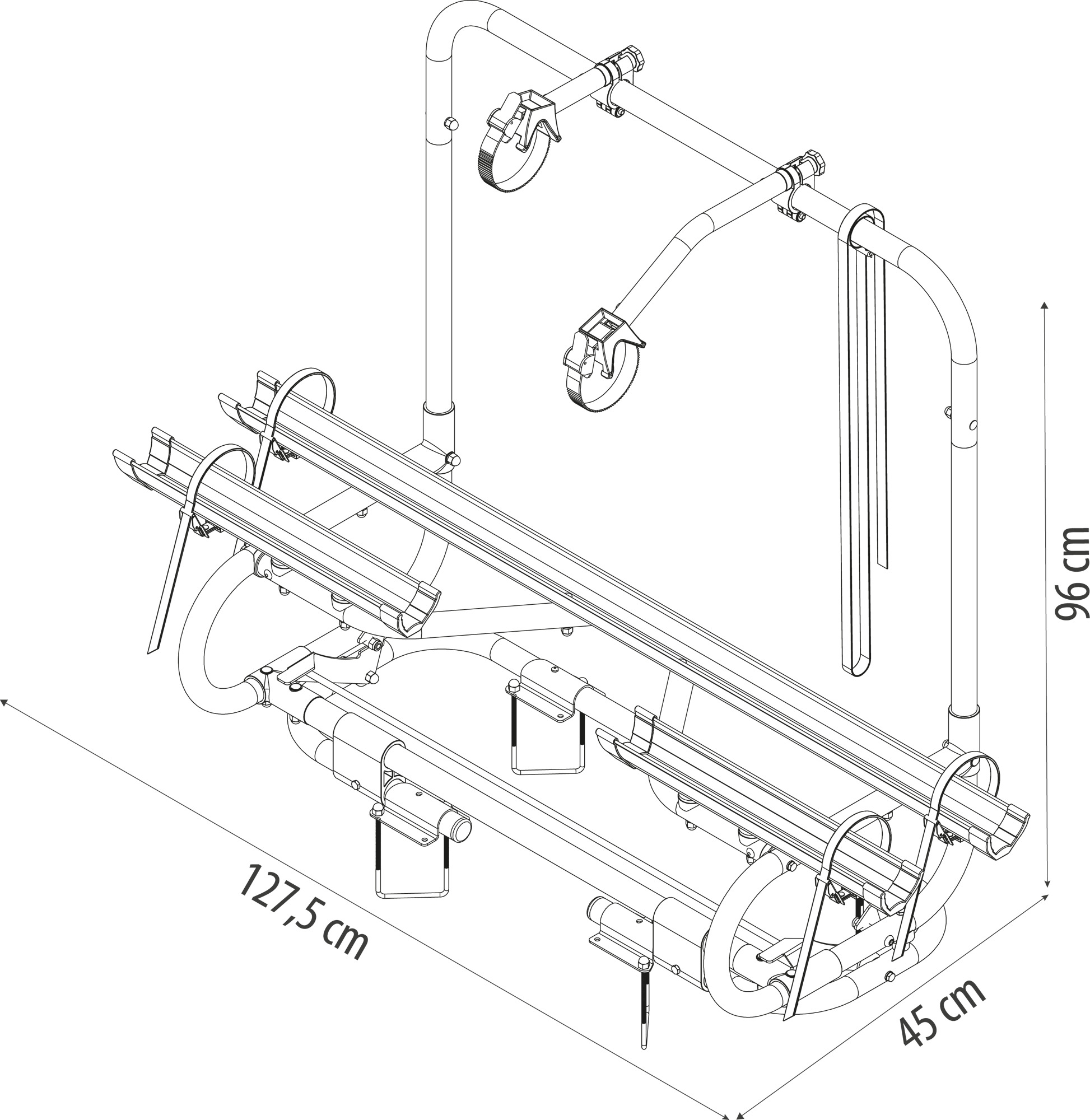 Berger Premium 2 XL Deichsel Fahrradträger schwarz für 2 Fahrräder, E-Bike geeignet
