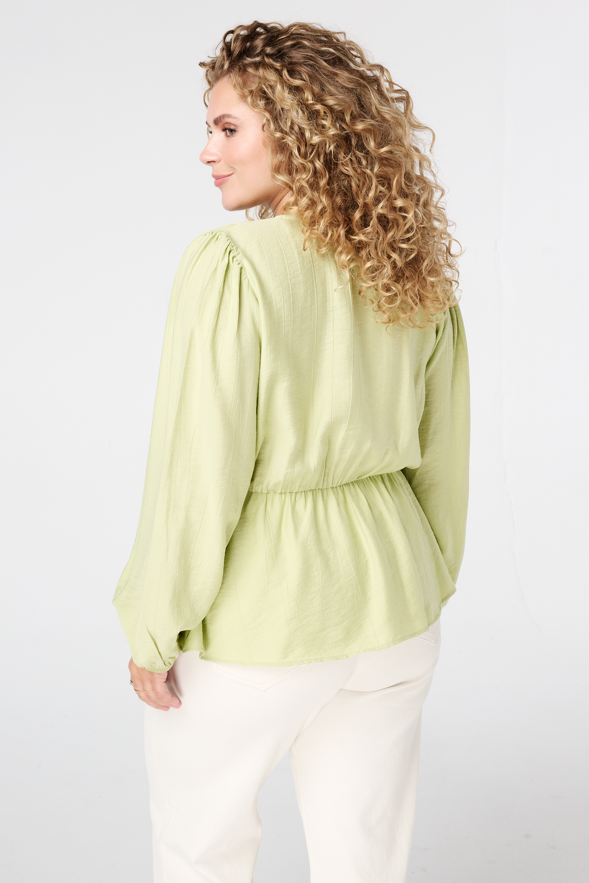 Blouse met peplum effect Licht groen