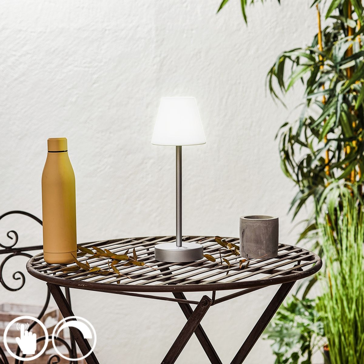 Tafellamp grijs incl. LED oplaadbaar met touch dimmer - Renata