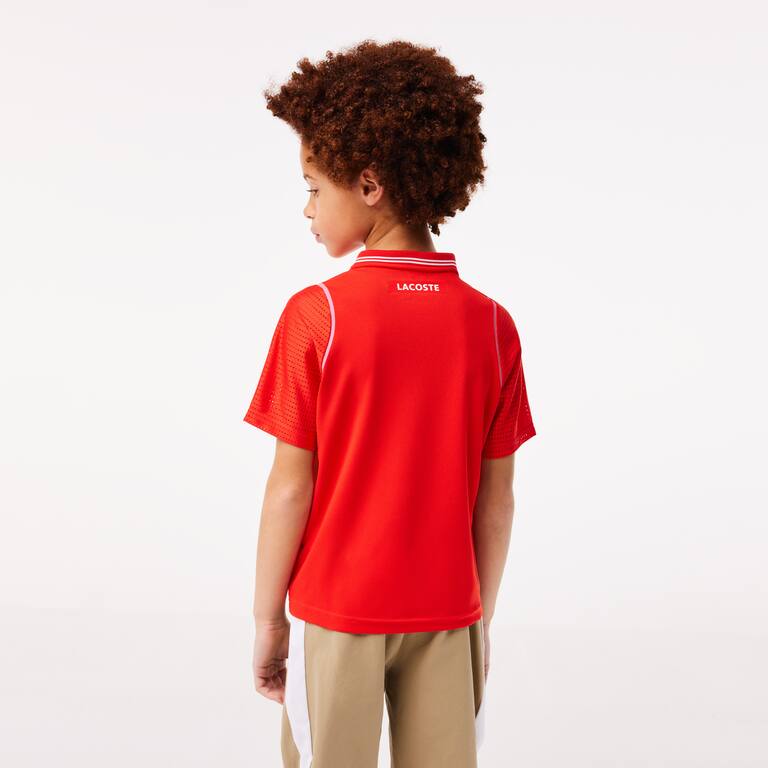 Polo garçon Lacoste Tennis x Daniil Medvedev ultra-dry Polos - Rouge - Lacoste - Garçon