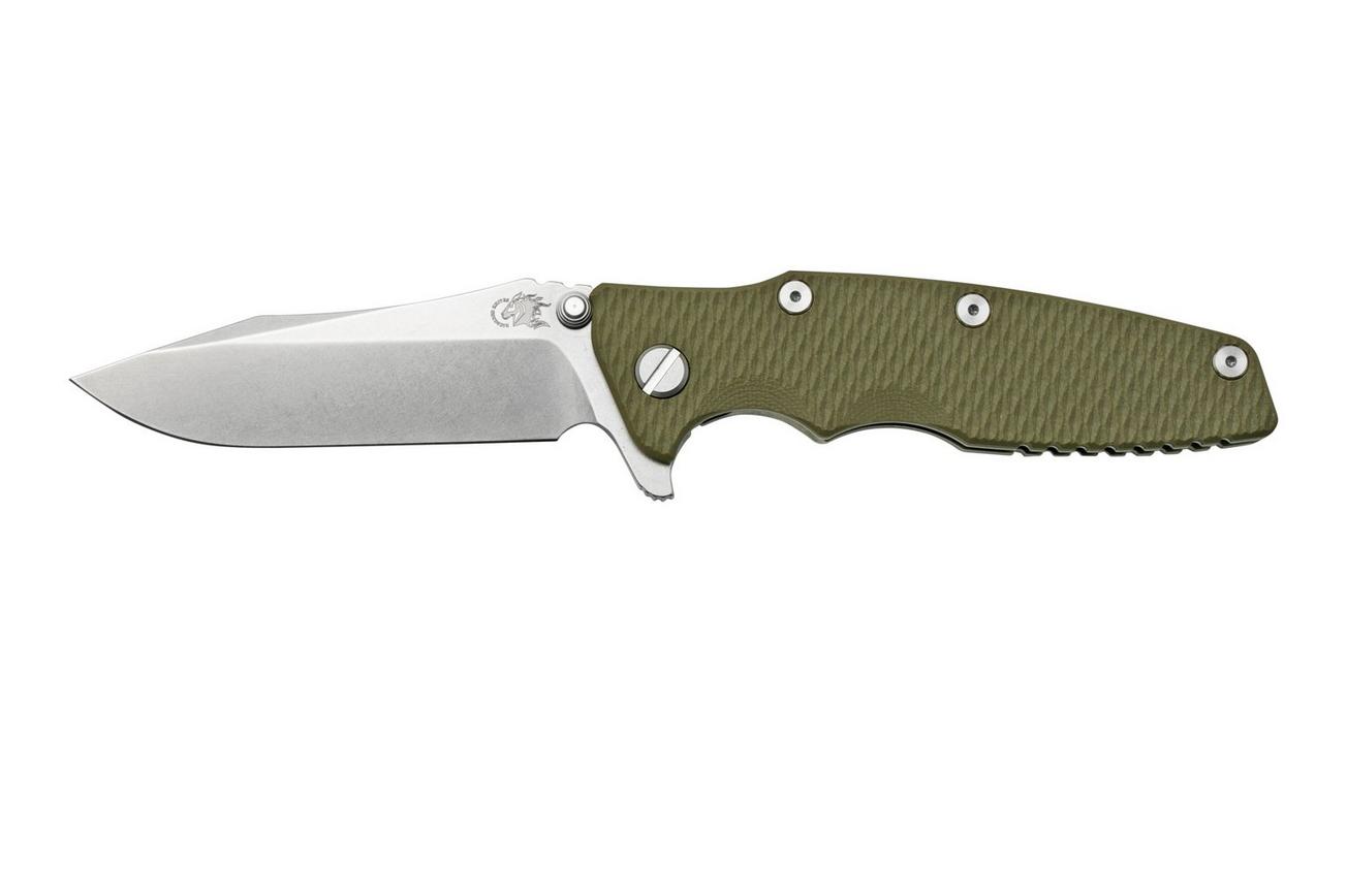Rick Hinderer Eklipse 3.5” Spearpoint S45VN, Stonewash, OD Green G10, zakmes