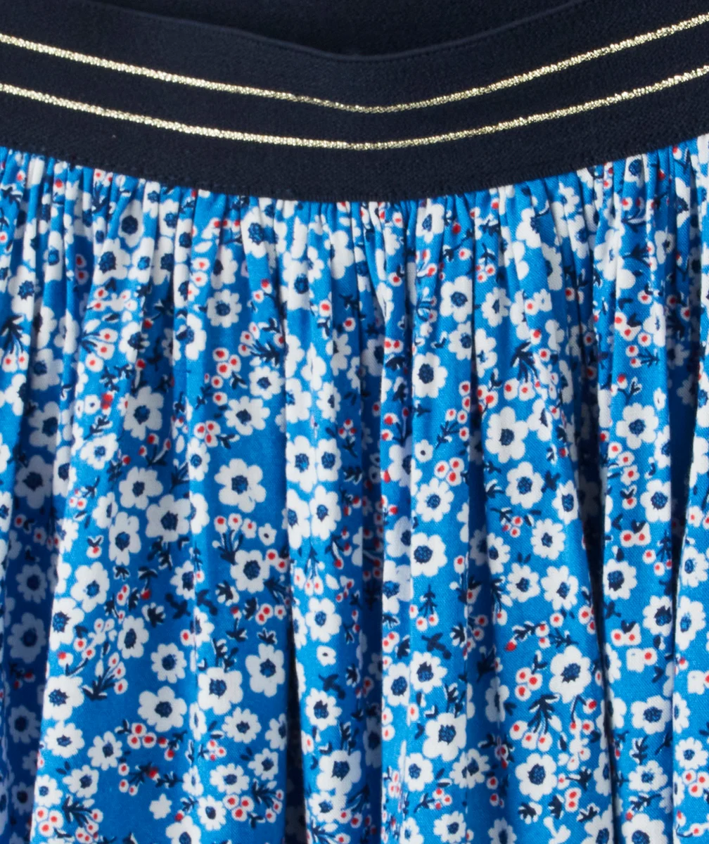 JUPE MI-LONGUE FILLE EN VISCOSE RESPONSABLE AVEC IMPRIMÉ FLEURI