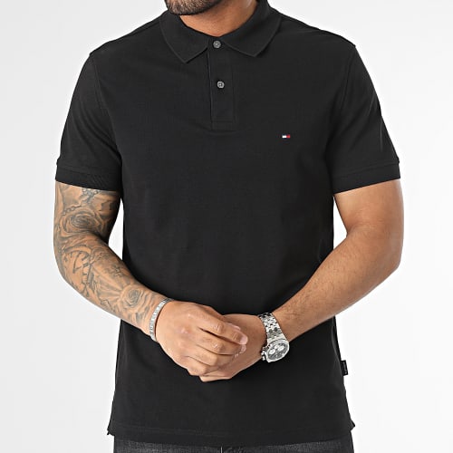 Polo Manches Courtes Flag Under Placket 1684 Noir