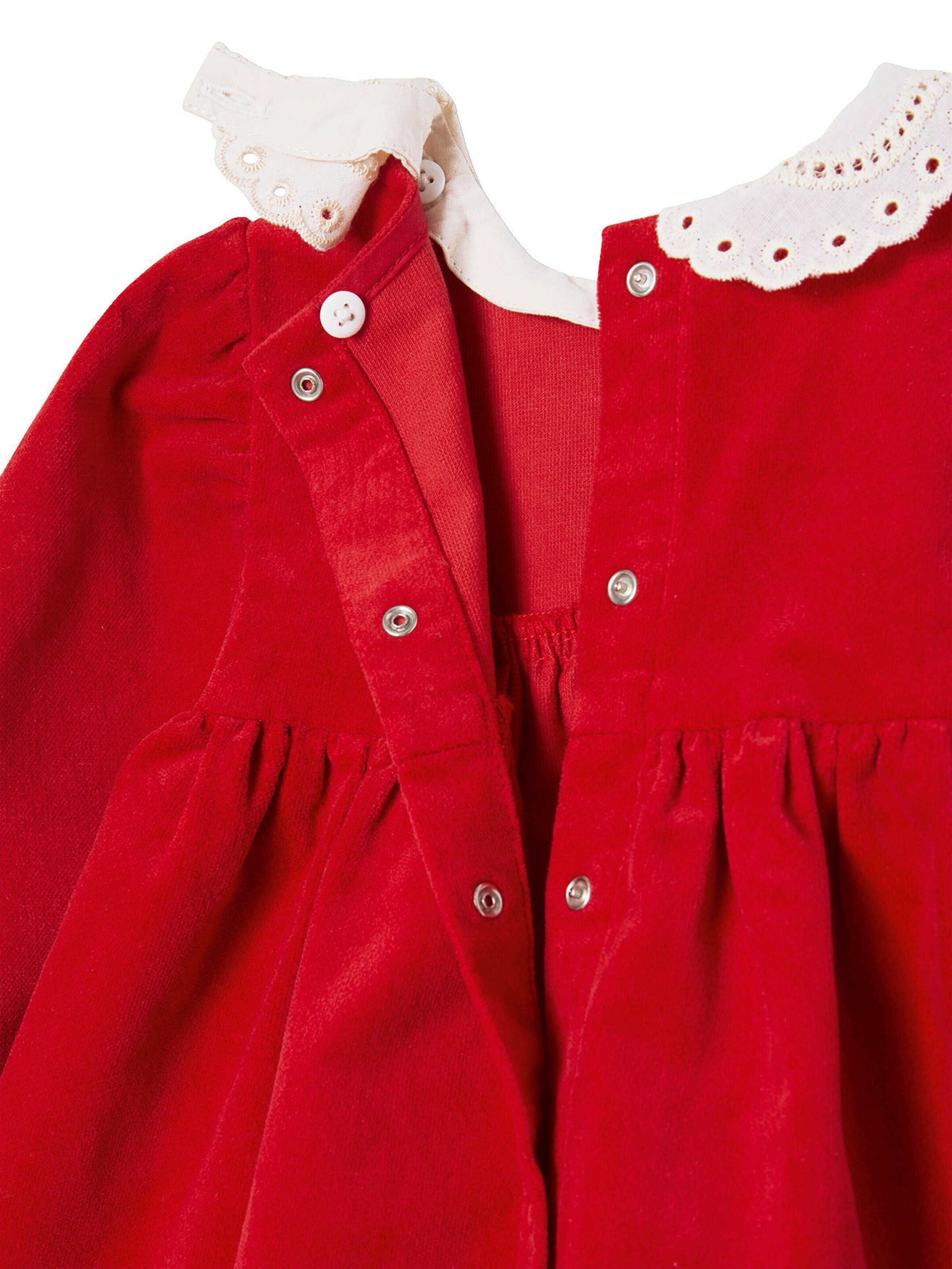 Vertbaudet Baby-Set: Samtkleid & Strumpfhose rot