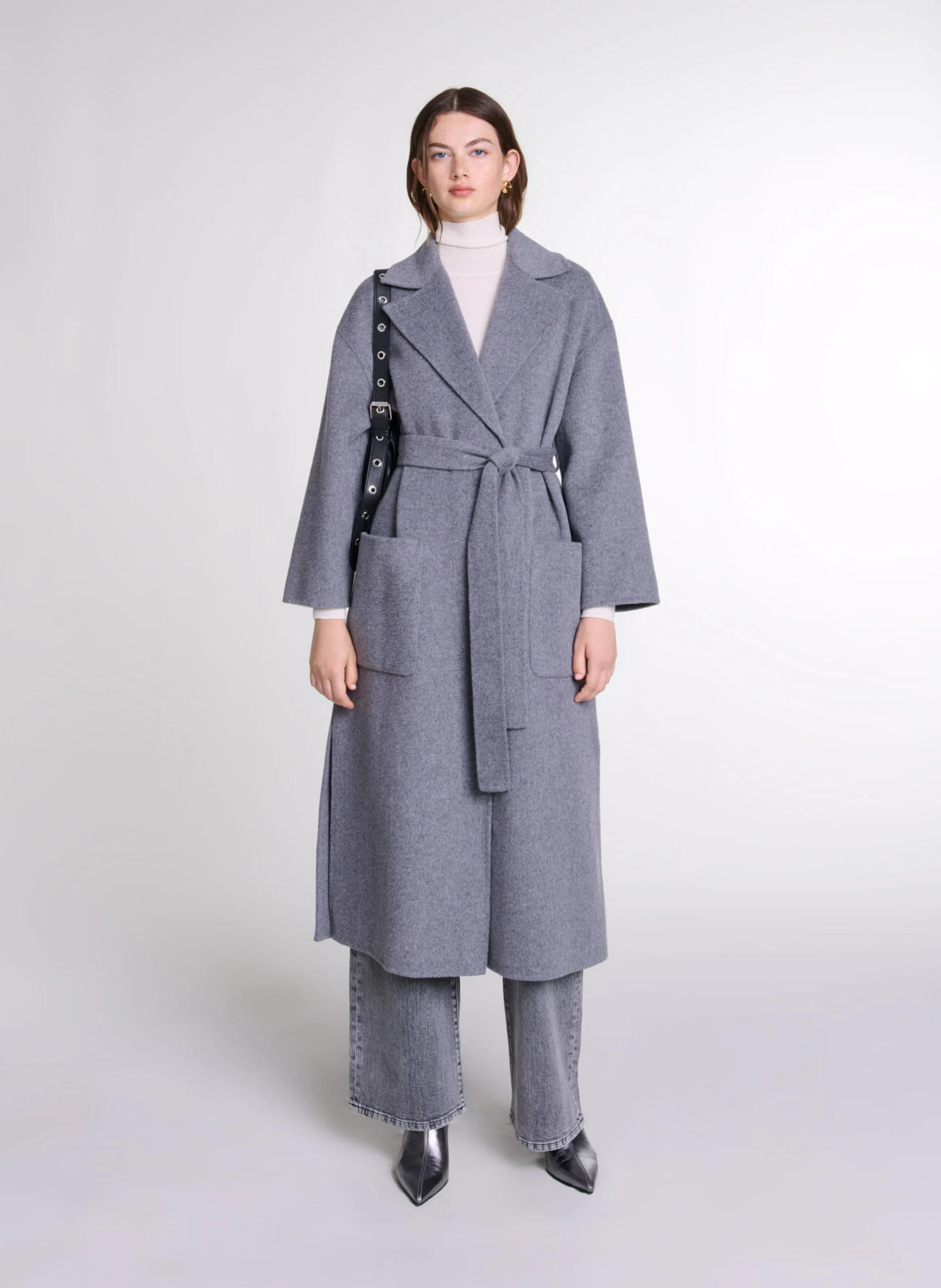 Manteau long en laine mélangée | Gris